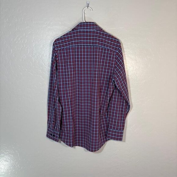 Mizzen+Main Leeward Shirt Mens Small Red Blue Plaid Trim Fit Button Down Check - Picture 5 of 7